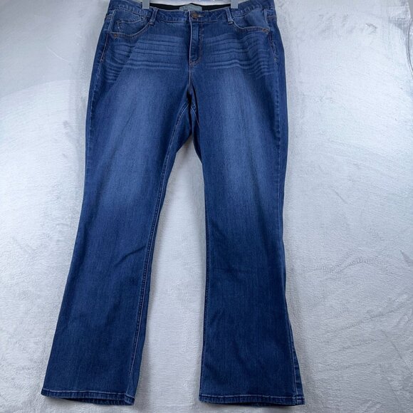 Wit & Wisdom Elastic Waist Jeans Straight Leg Denim Stretch Womens Blue Size 18W - Picture 1 of 12